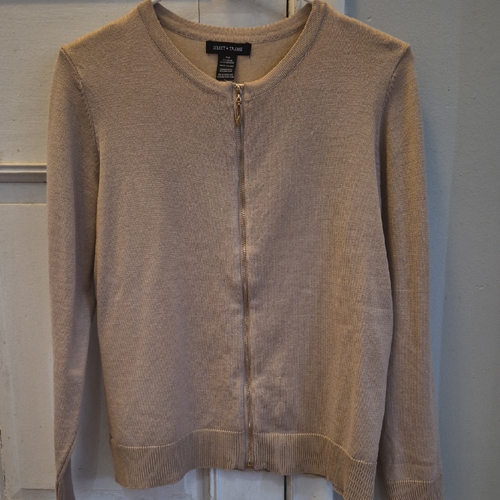 Select + Trend Beige Zip-Front Women's Sweater